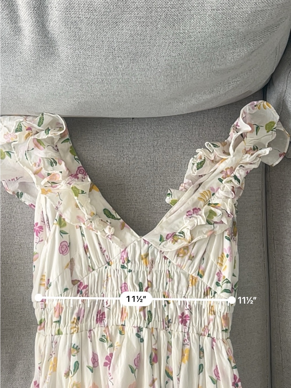 Banjanan Maya Cotton Ruffled Foliage Floral Dress, White Size XS - Picture 6 of 6